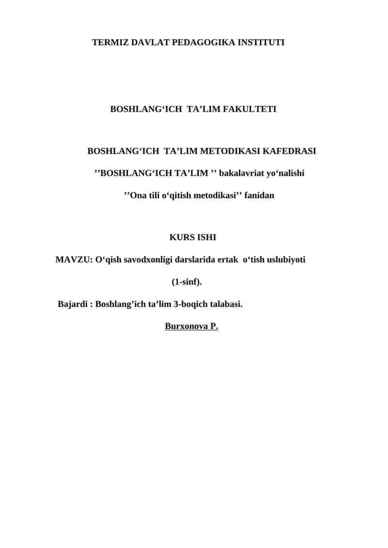 Ona tili o‘qitish metodikasi 1