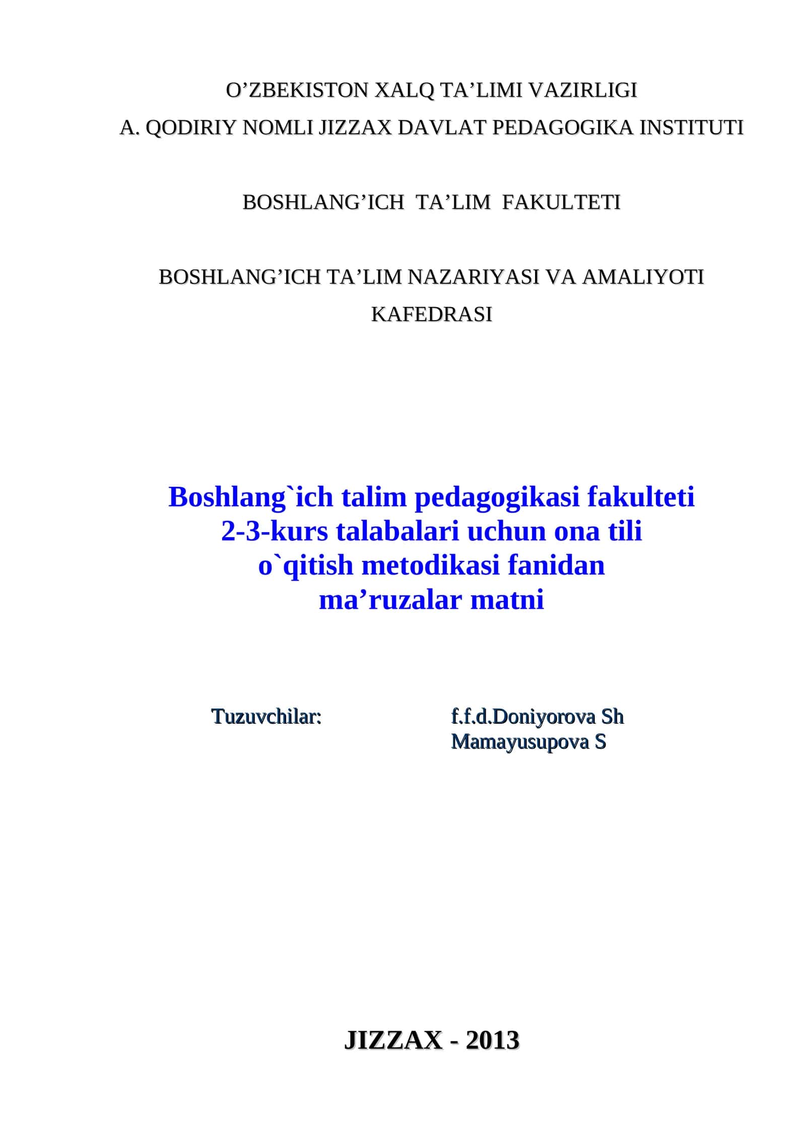 Ona tili o’qitish usuliyoti 1