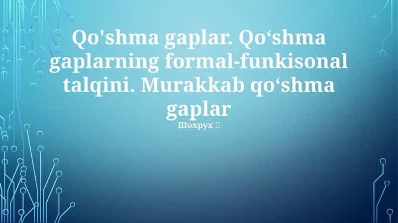 Murakkab Gaplarning Rasmiy-Funktsional Tahlili 1
