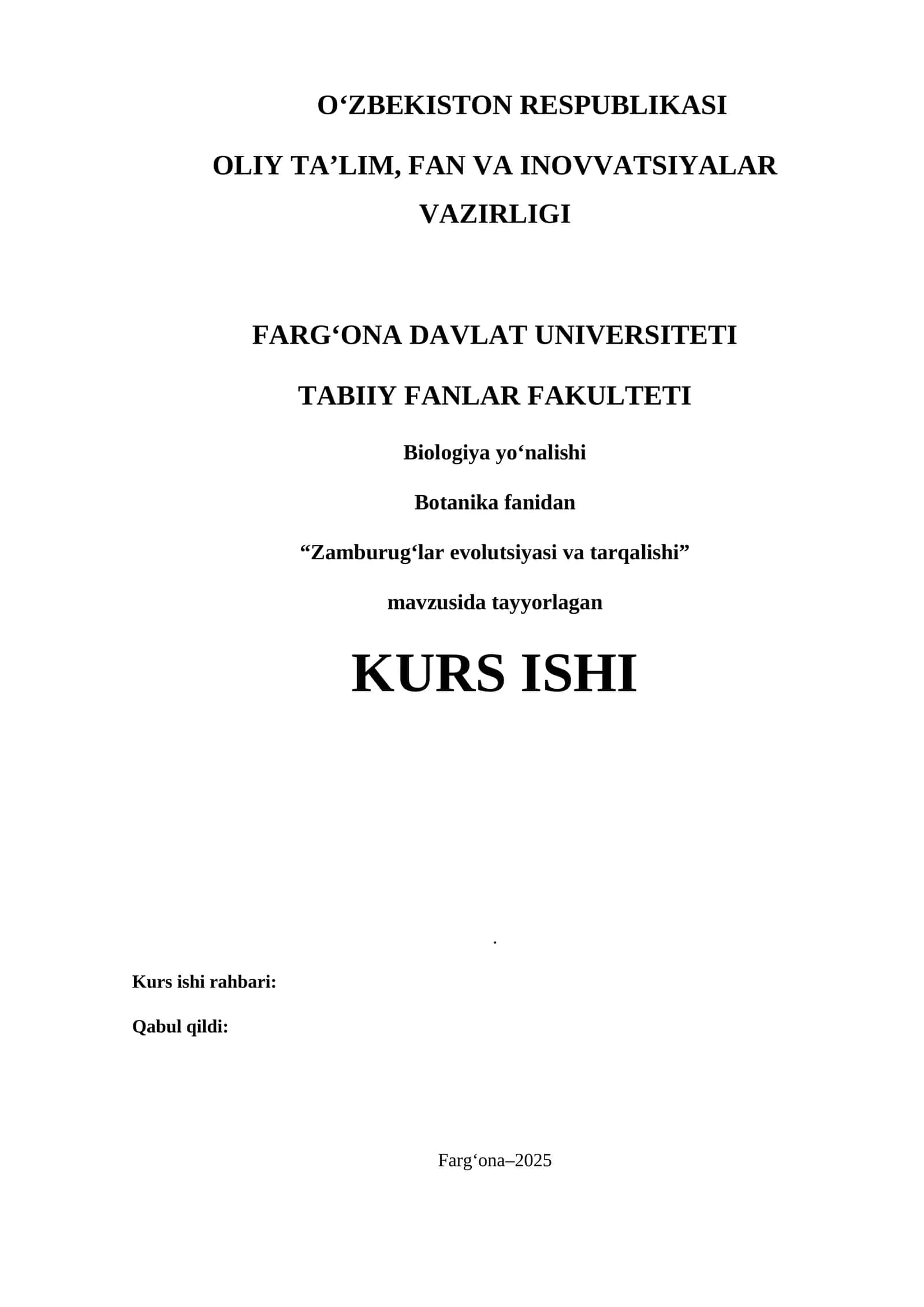 Zamburug‘lar evolutsiyasi va tarqalishi 1