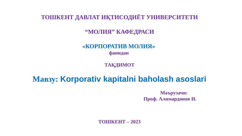 Korporativ Moliya 1