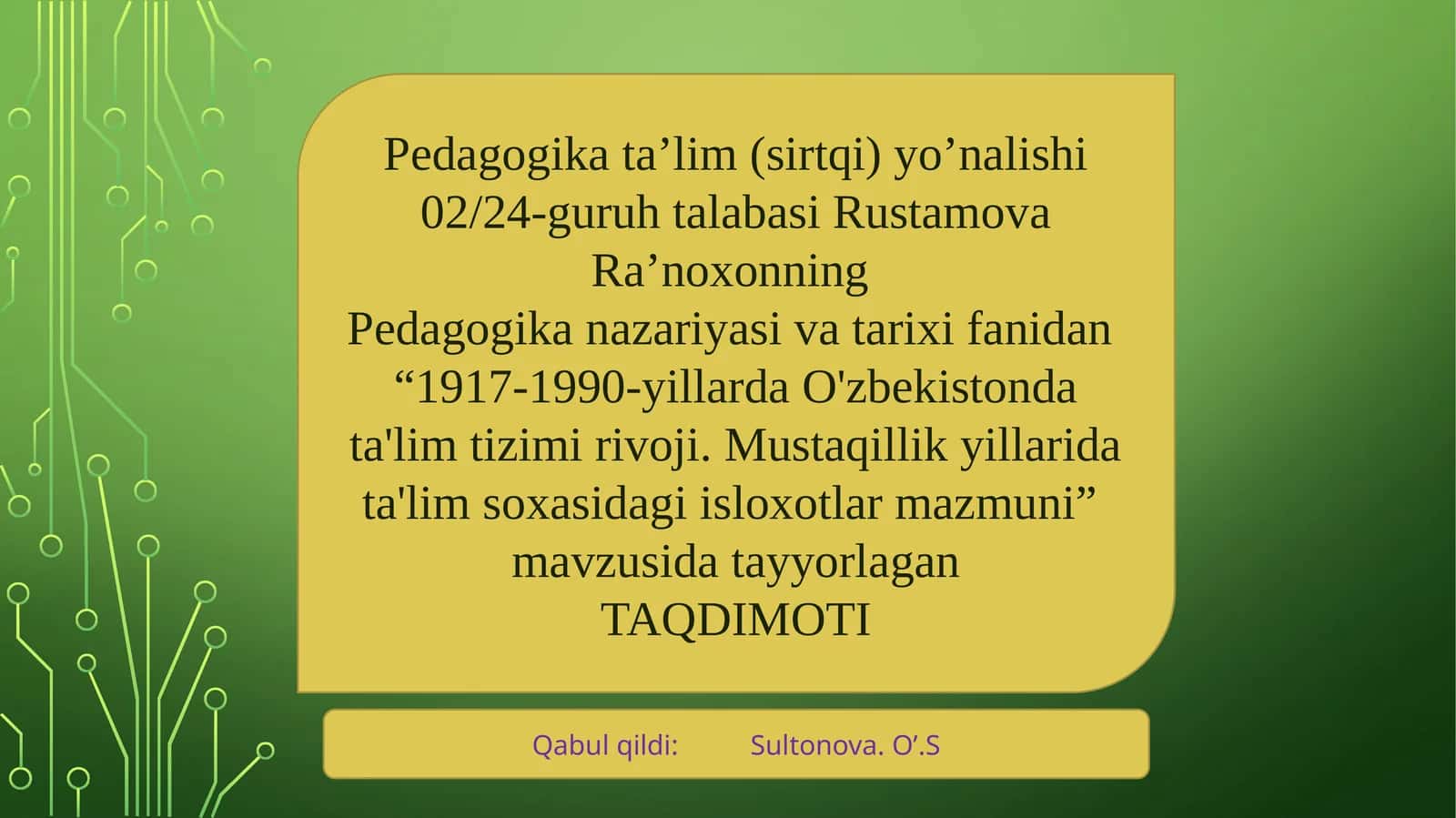 Pedagogikatanazariyasi tatarixi fanidan 1