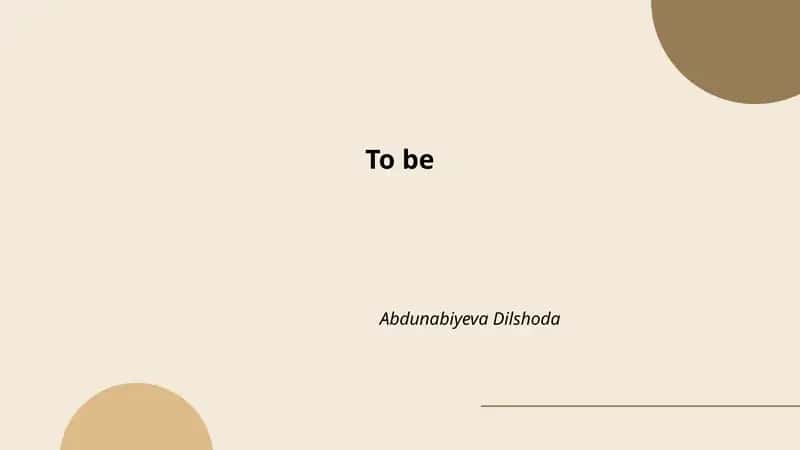 Forms and conjugation of "to be" 1