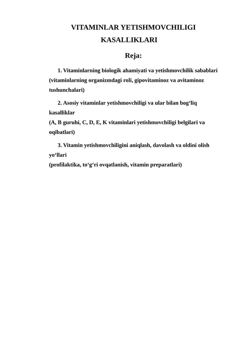 VITAMINLAR YETISHMOVCHILIGI KASALLIKLARI 1