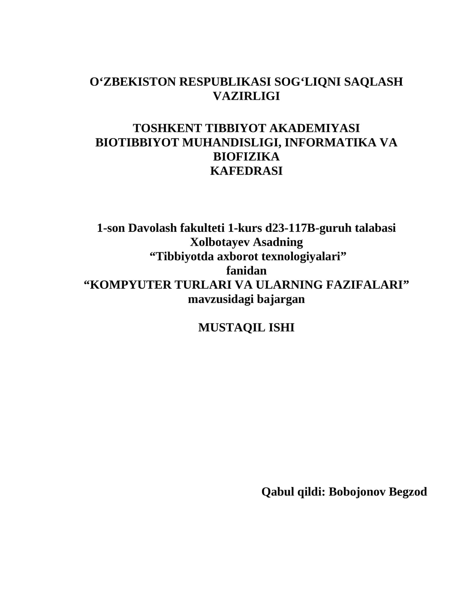 KOMPYUTER TURLARI VA ULARNING VAZIFALARI 1