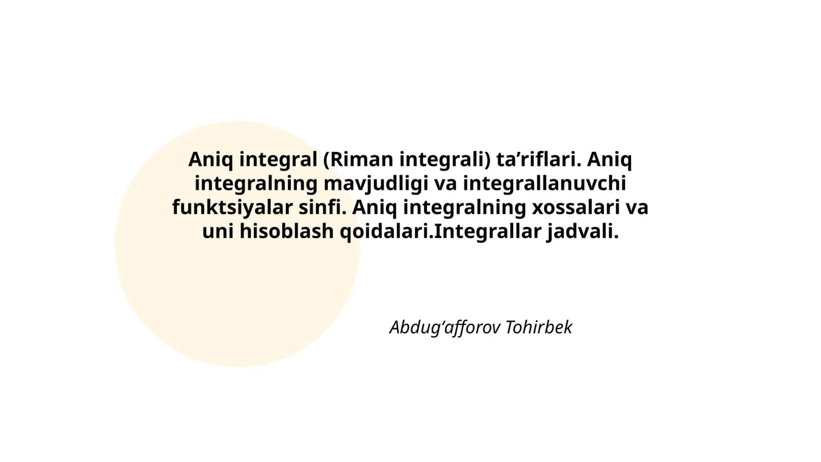 Aniq integral (Riman integrali) ta’riflari 1