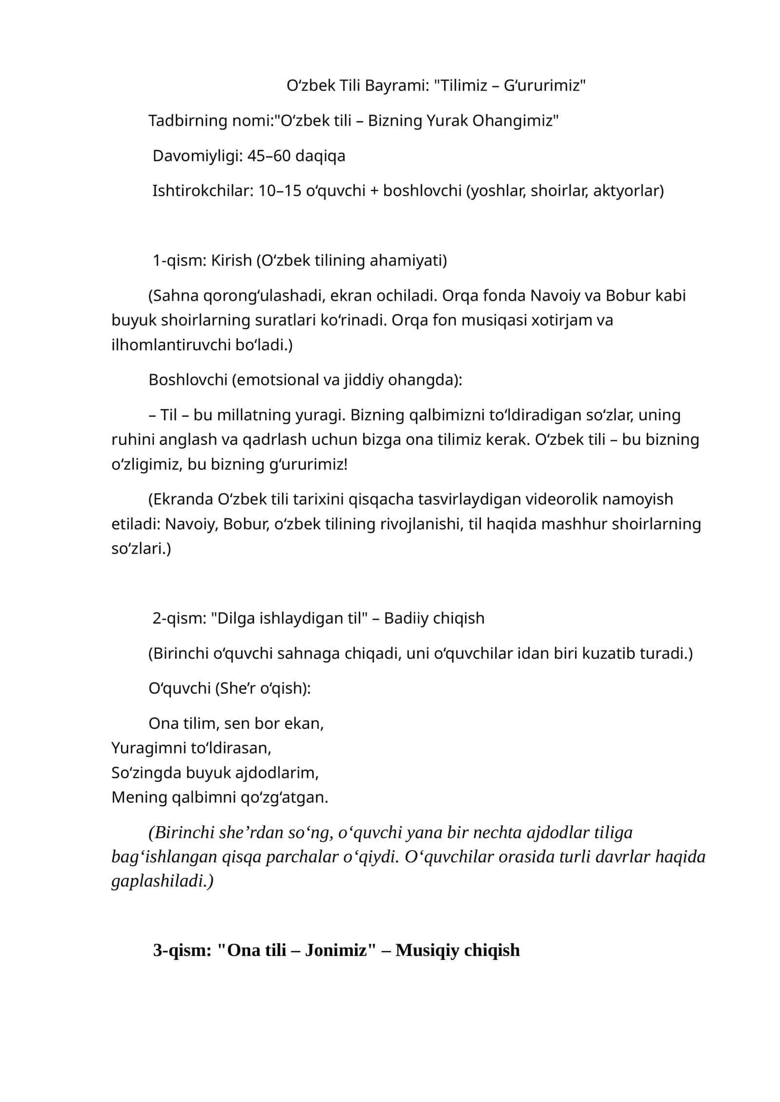 O‘zbek Tili Bayrami: "Tilimiz – G‘ururimiz" 1