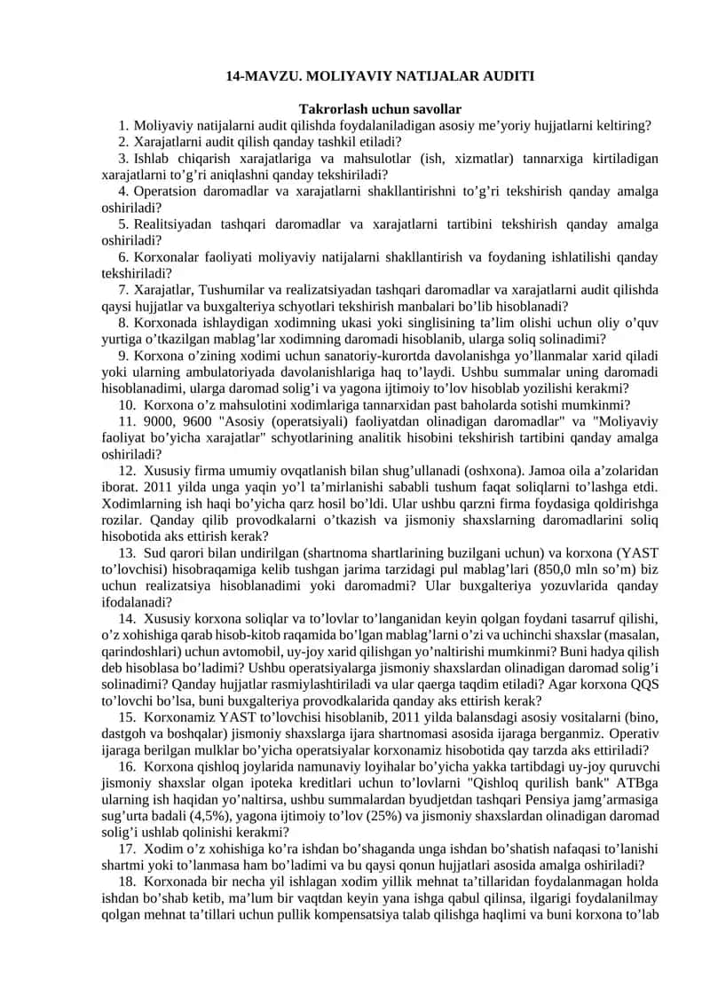 MAVZU. MOLIYAVIY NATIJALAR AUDITI 1