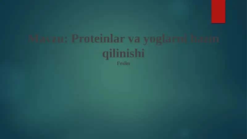 Yog'larning Hazm Qilinishi 1