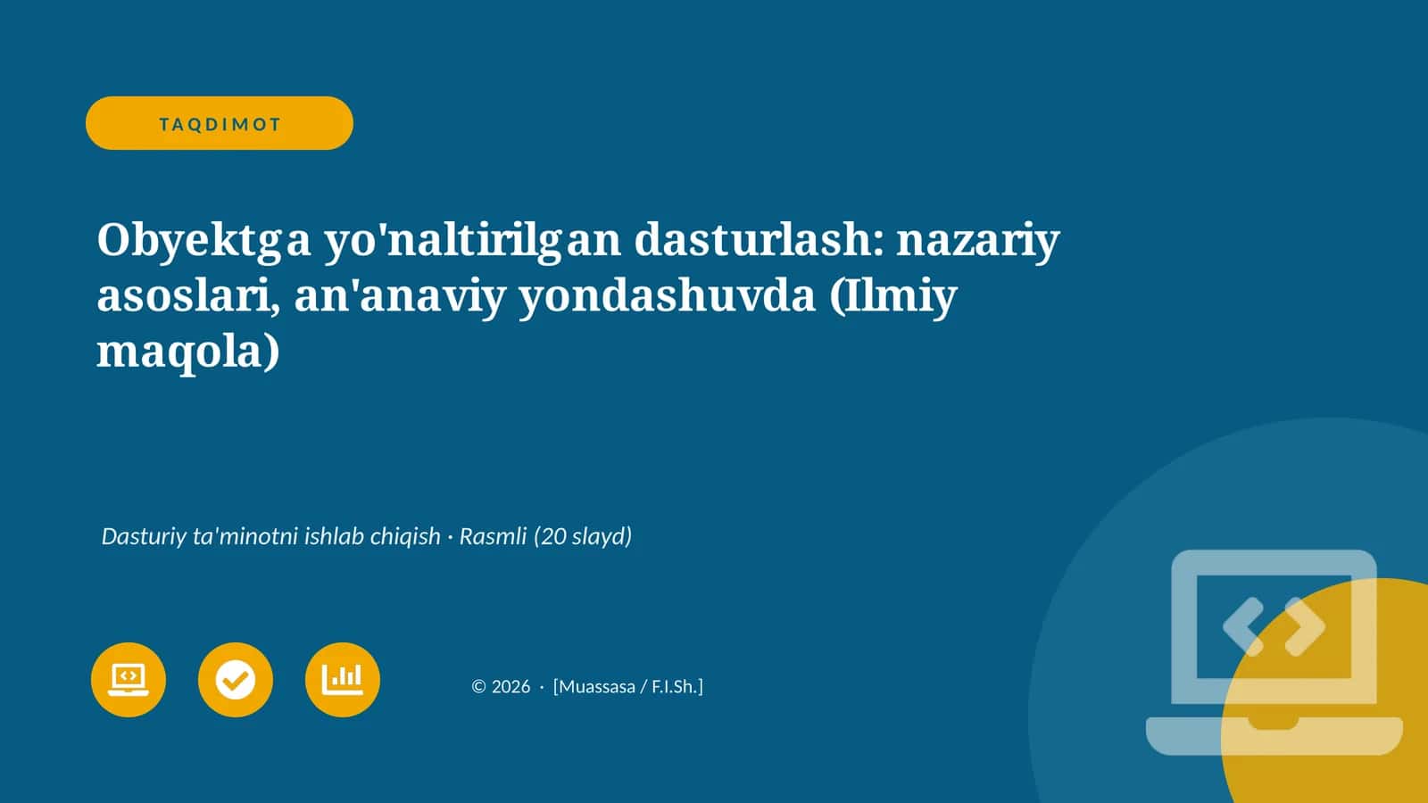 Obyektga yo'naltirilgan dasturlash: nazariy asoslari 1