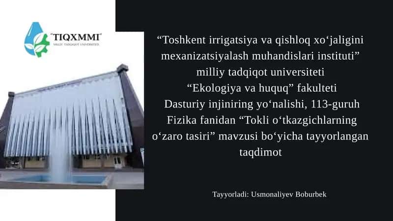 Tokli o'tkazgichlarning o'zaro ta'siri 1