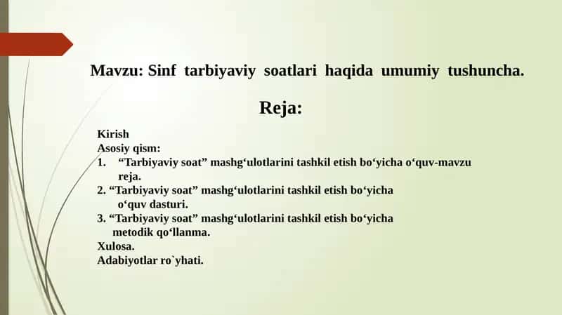 Tarbiyaviy Soatlar 1