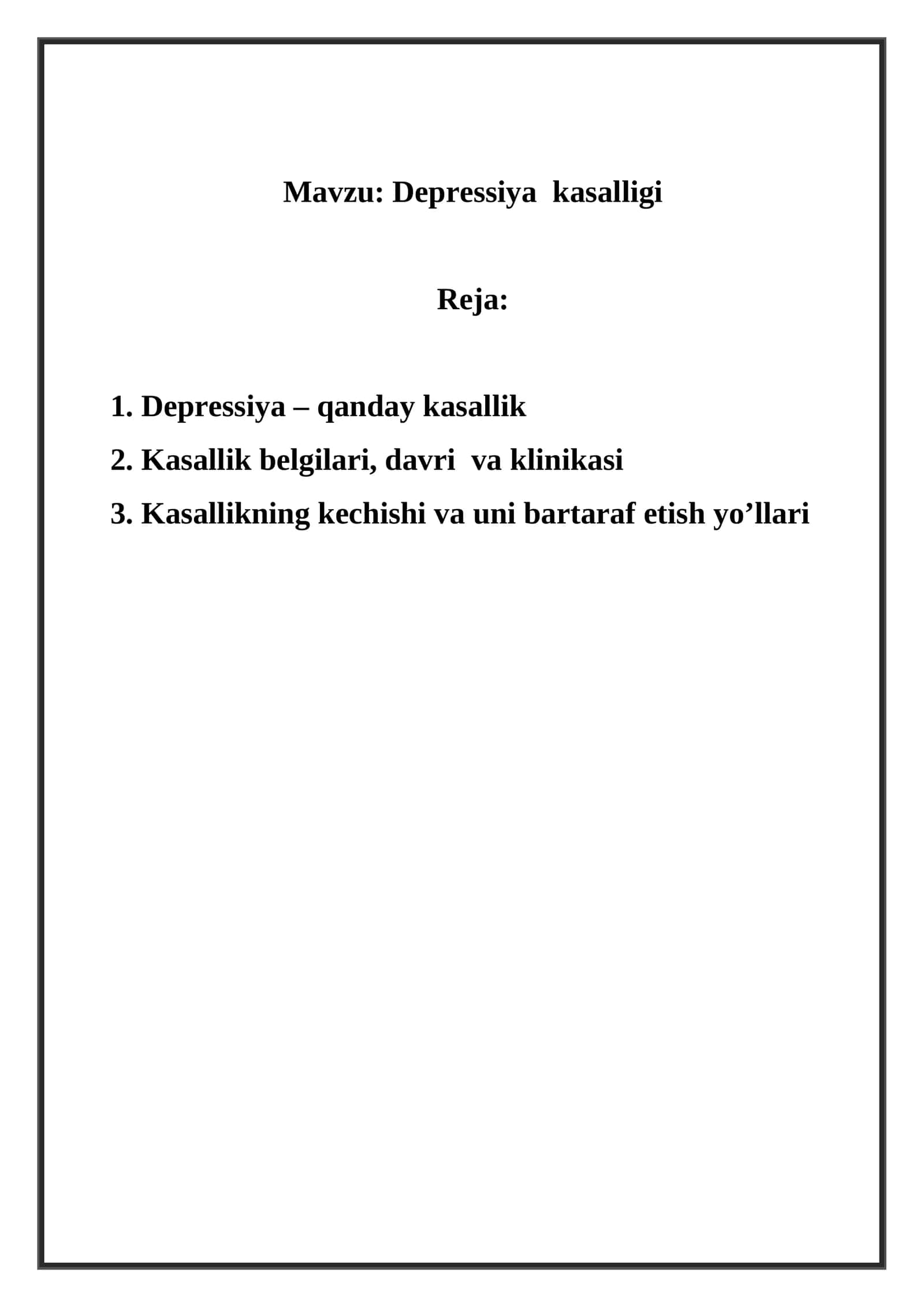 Depressiya kasalligi 1