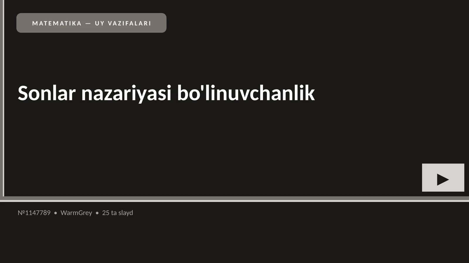 MATEMATIKA — UY VAZIFALARI 1