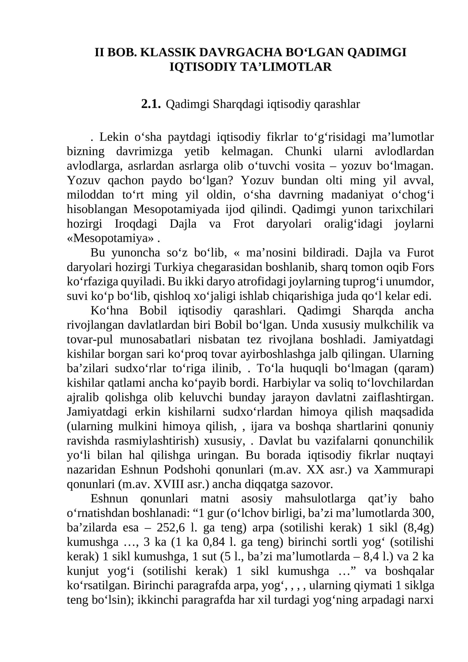 Qadimgi Iqtisodiy Ta’limotlar 1
