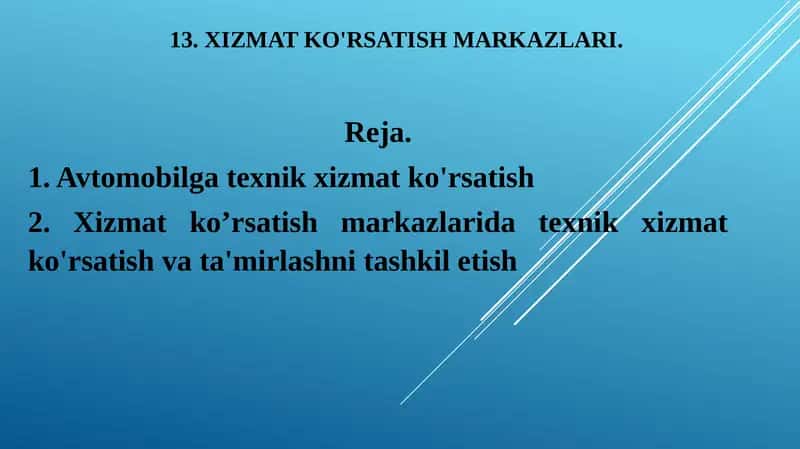 XIZMAT KO'RSATISH MARKAZLARI 1