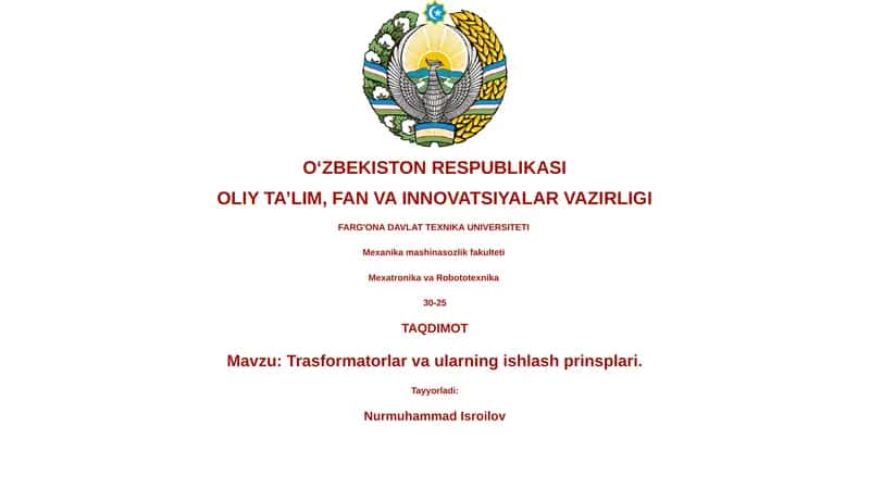 Trasformatorlar va ularning ishlash prinsiplari 1