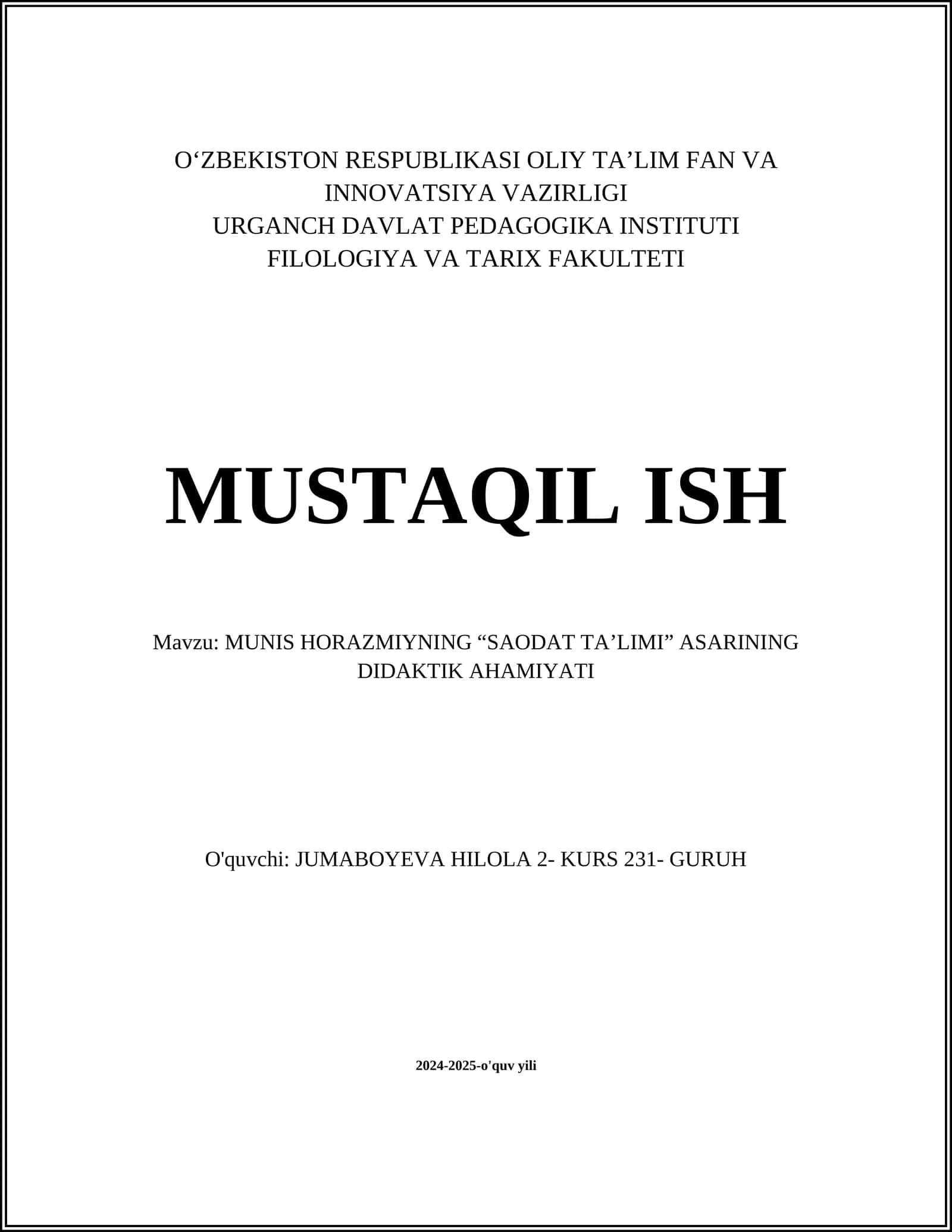 Saodat Ta’limi asarining didaktik ahmiyati 1