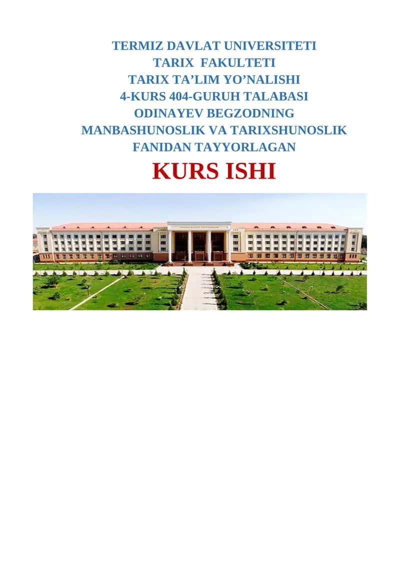 MUSTAQILLIK YILLARIDA CHOP ETILGAN TARIXIY ASARLAR REJA 1
