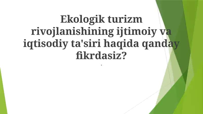 Ekologik turizm rivojlanishi 1