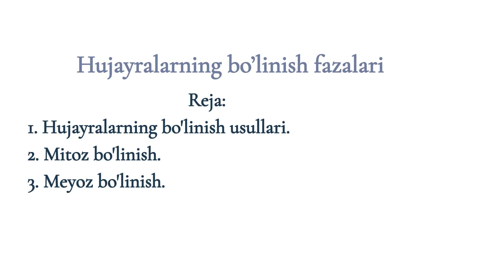 Hujayralarning bo’linish fazlari 1
