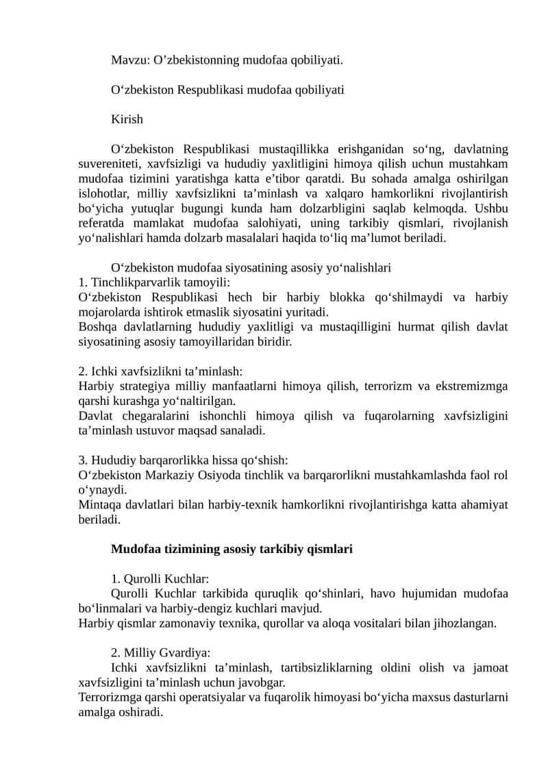 O’zbekistonning mudofaa qobiliyati 1