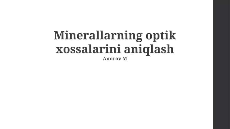 Mineralarning optik xossalari haqida tushuncha 1