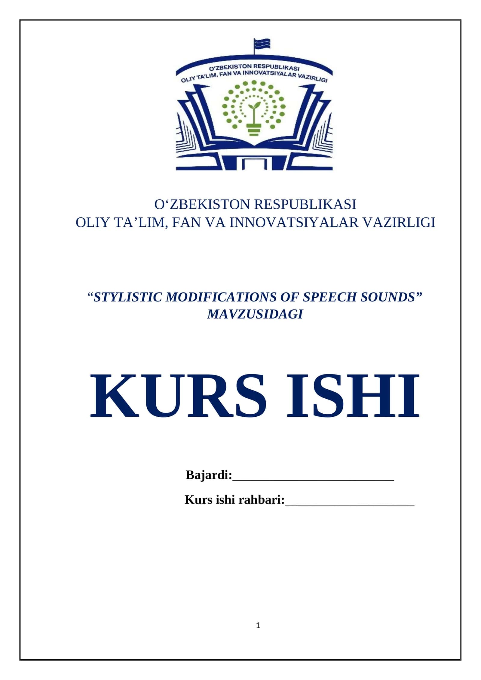 STYLISTIC MODIFICATIONS OF SPEECH SOUNDS 1