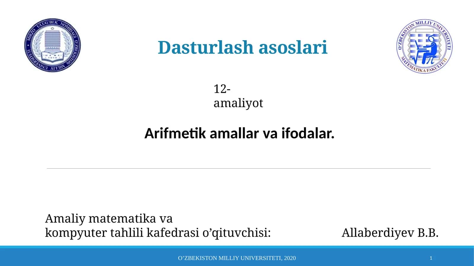 Dasturlash asoslari 1