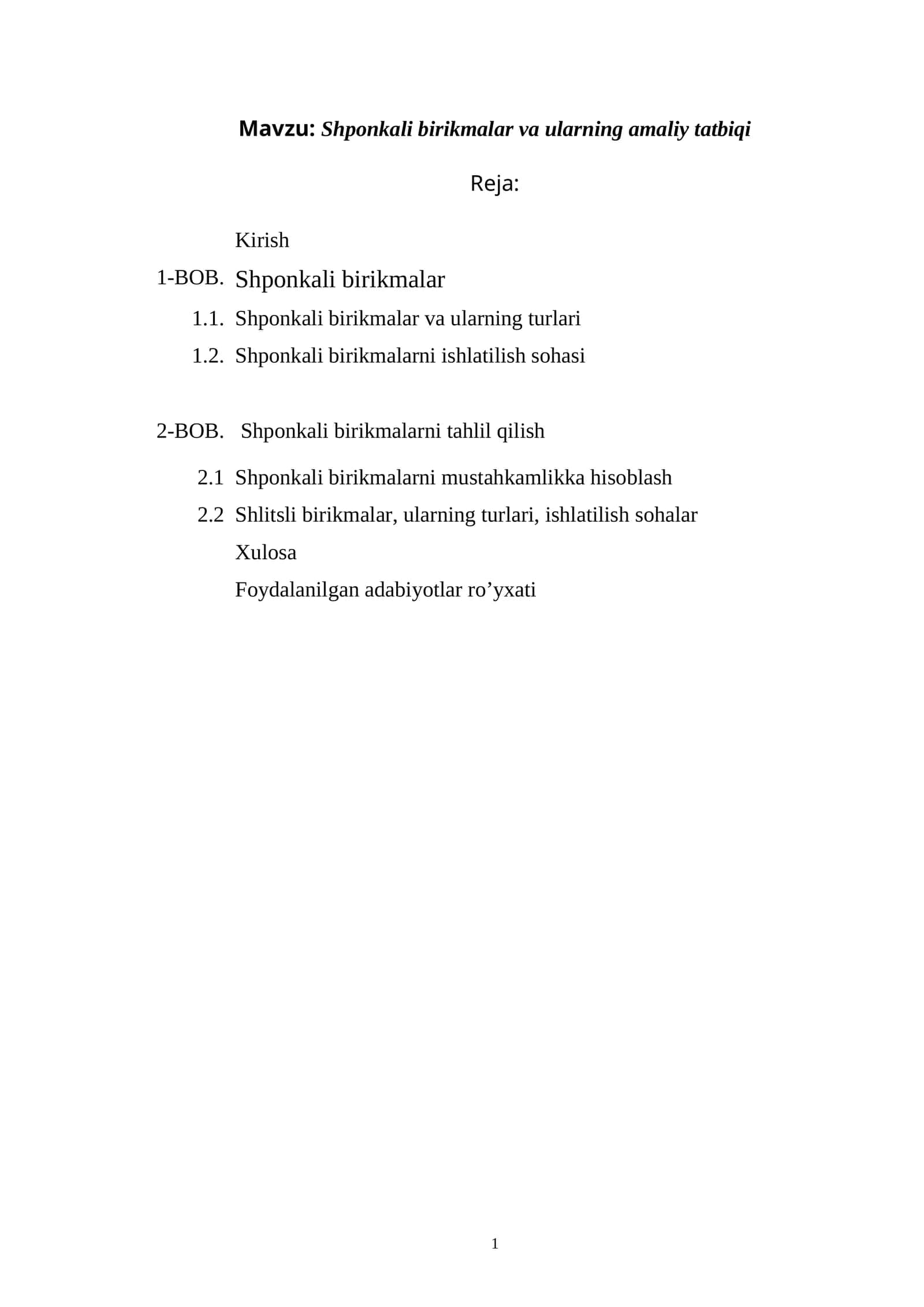 Shponkali birikmalar va ularning amaliy tatbiqi 1