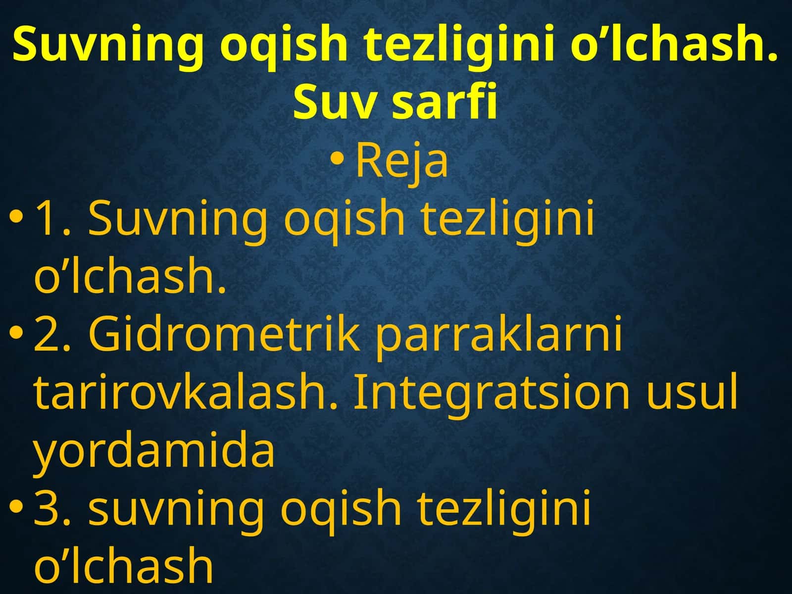 Suvning oqishtezligini o'lchash 1