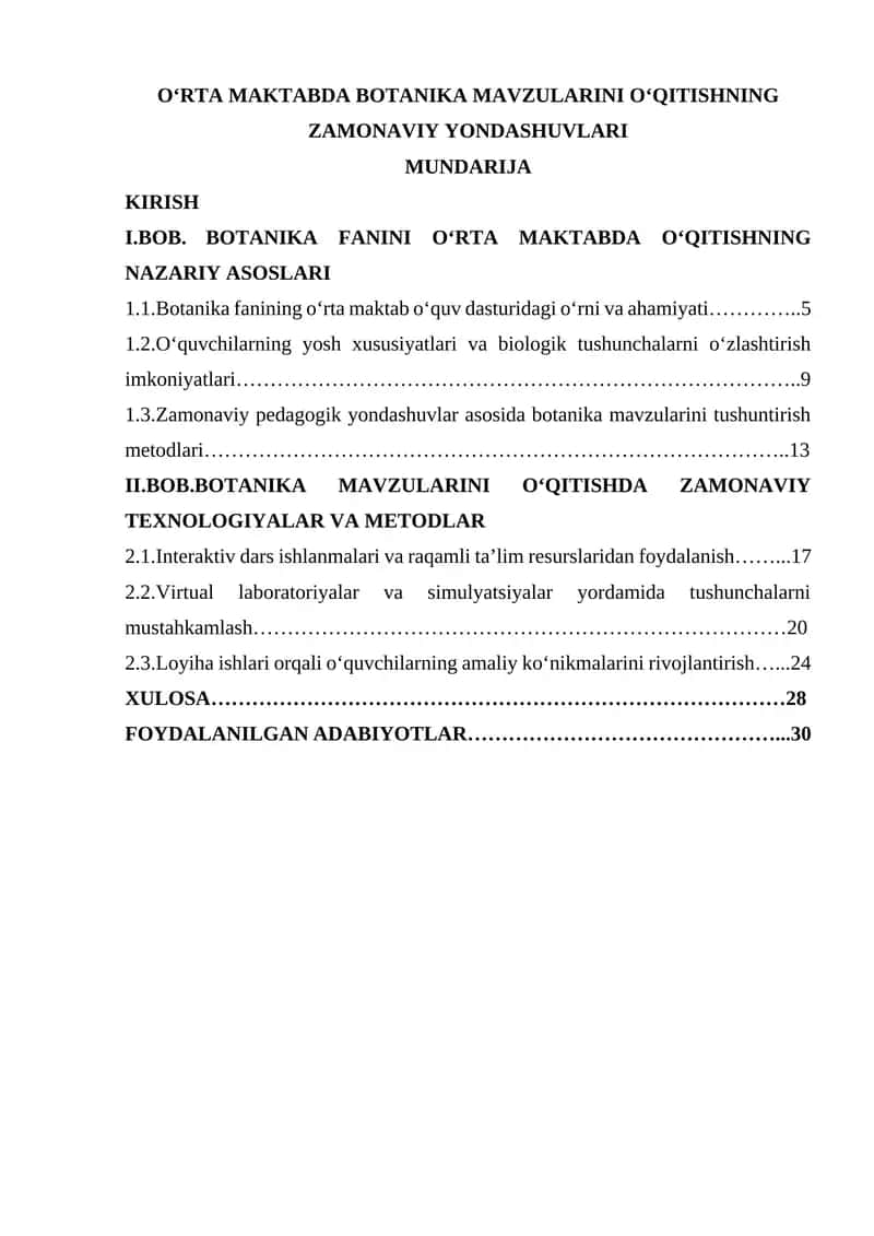 Botanika Mavzularini O'qitish 1