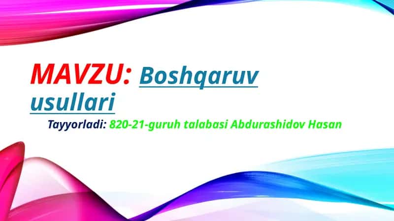 Boshqaruv usullari 1