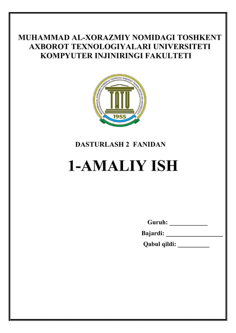 Chiziqli konteynerlar bo’yicha amaliy topshiriq Array,vector,list va forward listdan foydalanib amaliy dasturlar yaratish 1