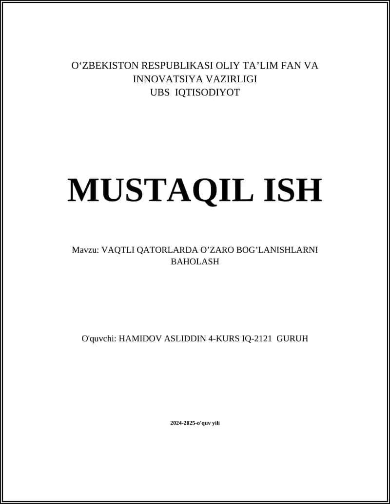 VAQTLI QATORLARDA ANOMALIYANI ANIQLASH 1