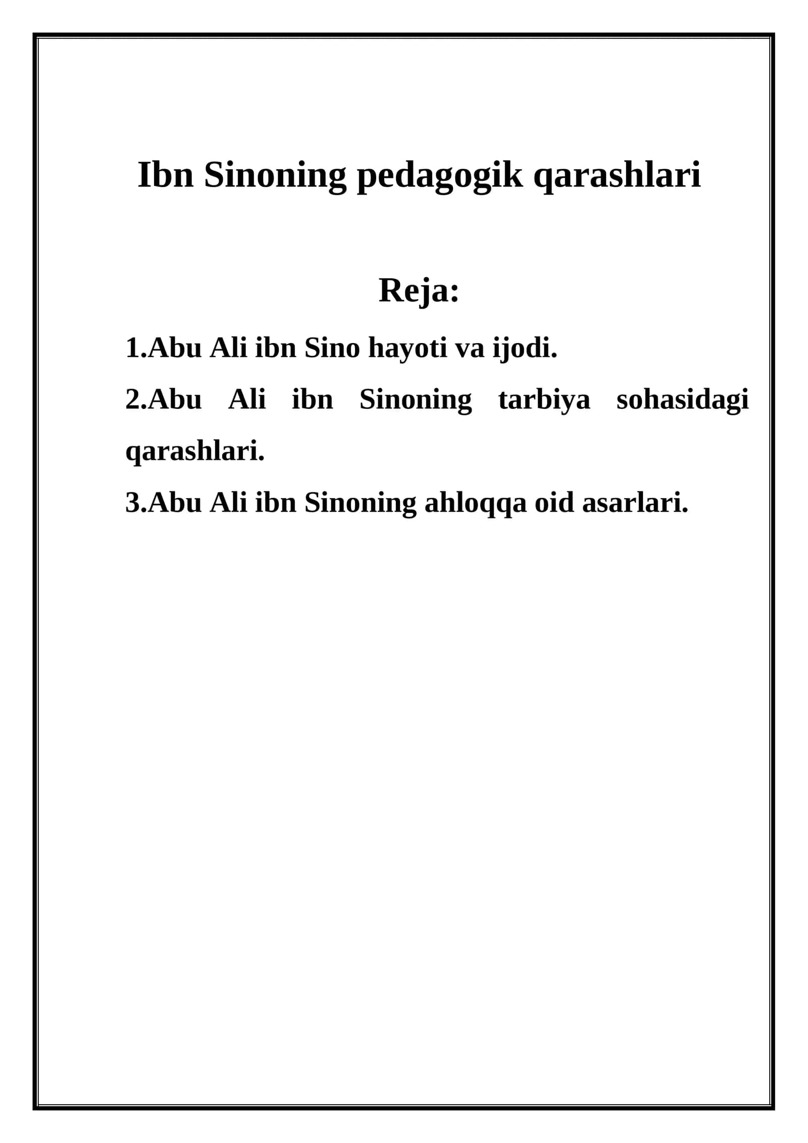 Ibn Sinoning pedagogik qarashlari 1