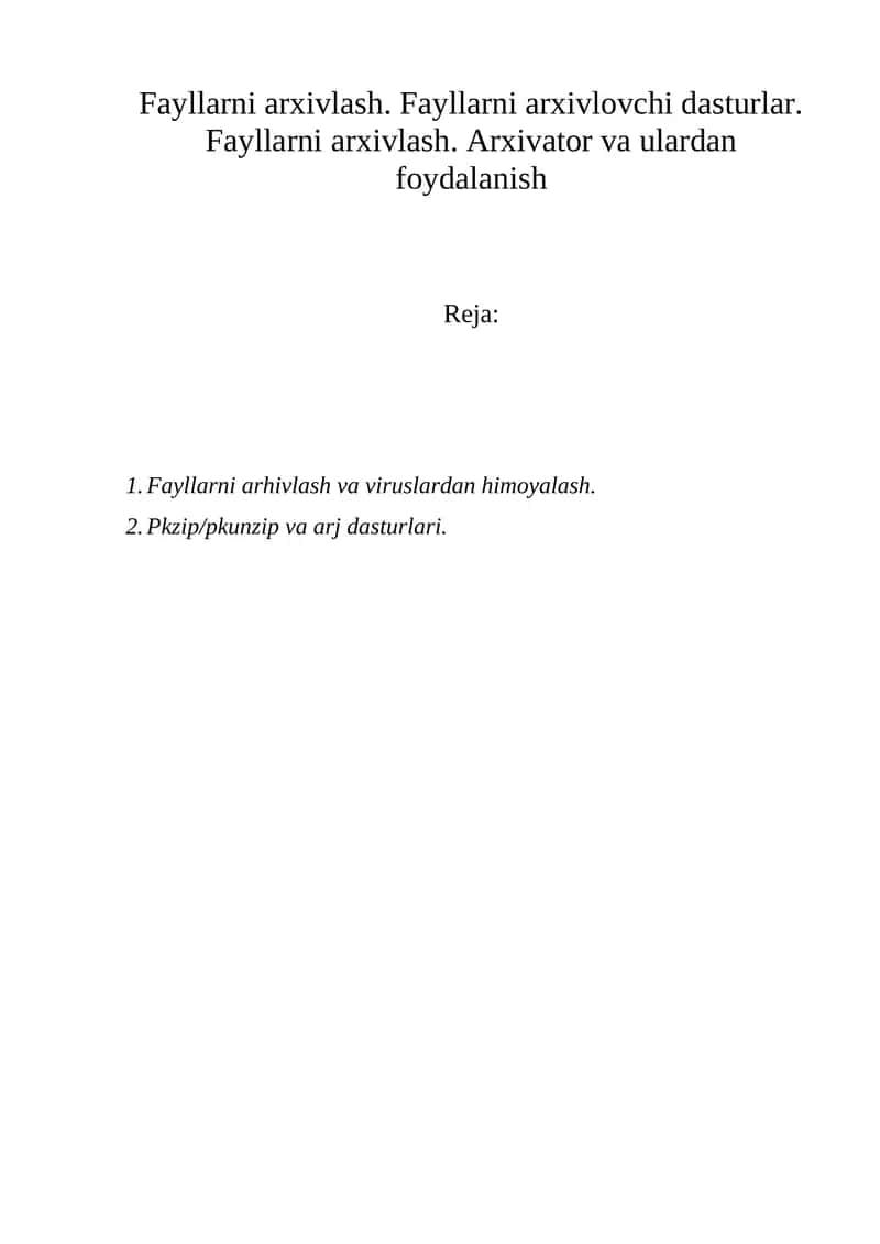 Fayllarni arxivlash 1