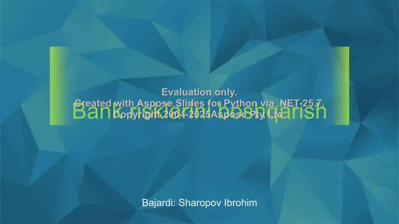 Bank risklarini boshqarish 1