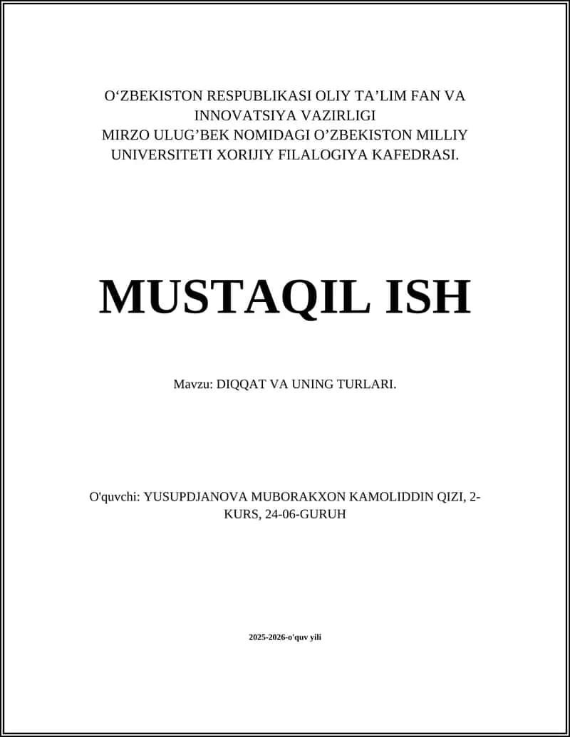 DIQQAT VA UNING TURLARI 1
