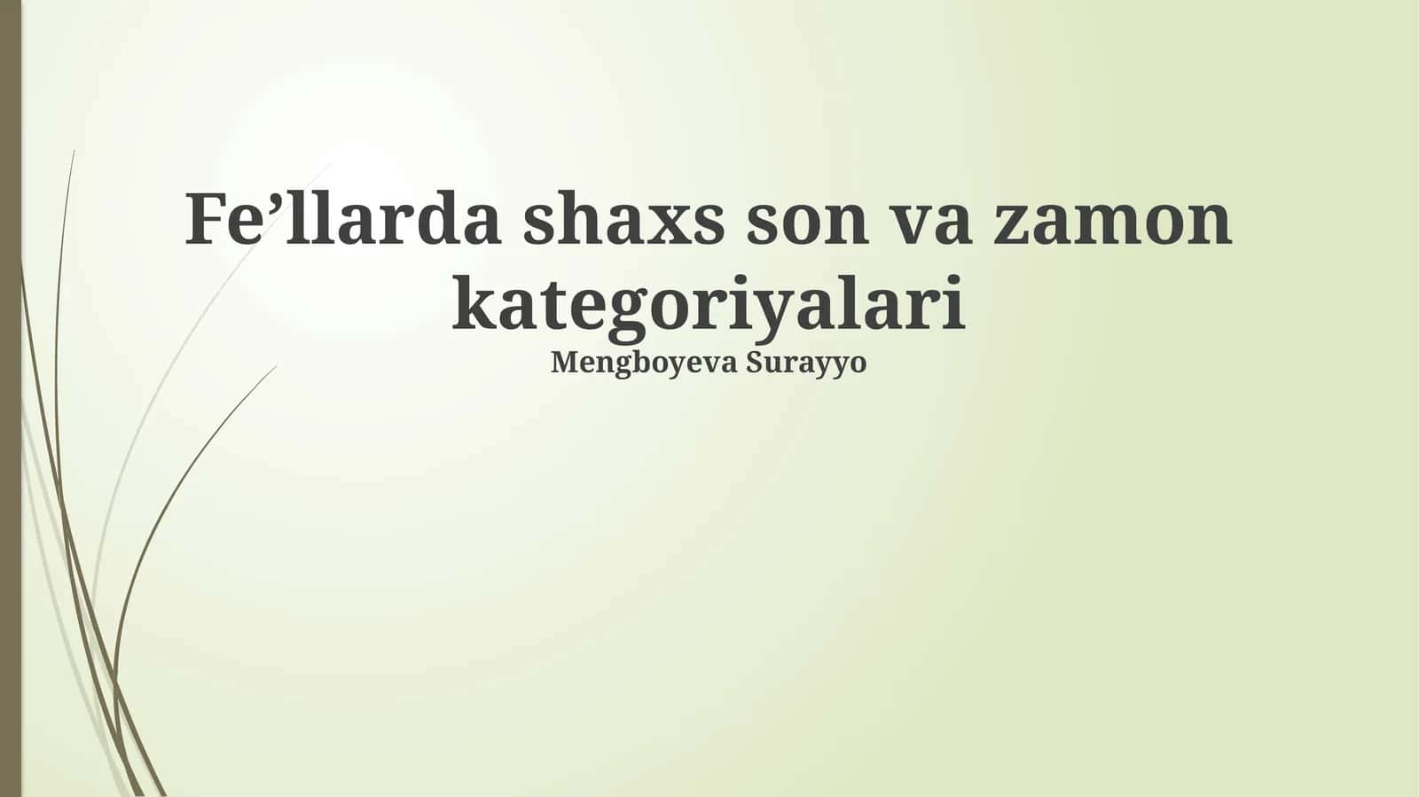Feʼllarda shaxs son va zamon kategoriyalari 1