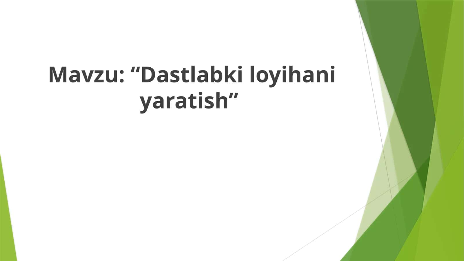 Dastlabki loyihani yaratish 1