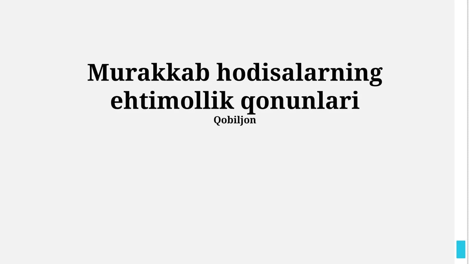 Murakkab hodisalarning ehtimollik qonunlari 1