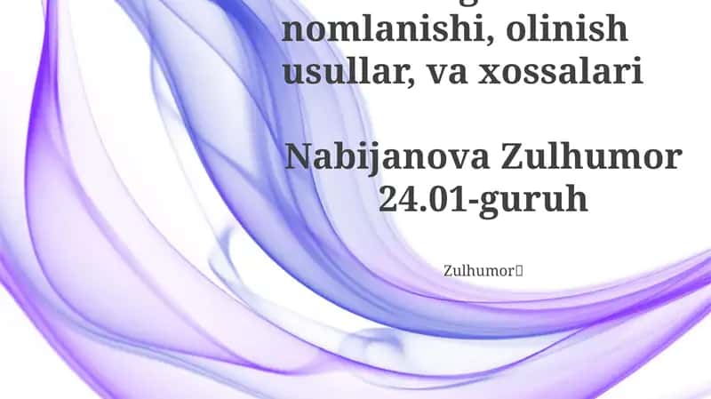 Tuzlarning nomlanishi, olinish usullar, va xossalari 1