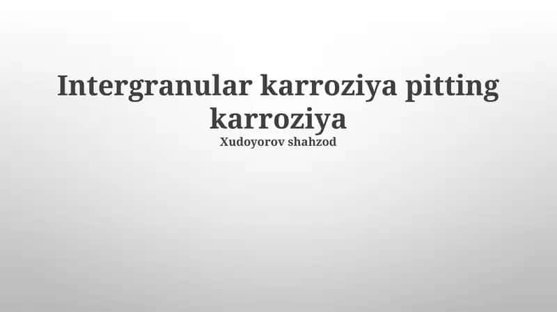 Teshik Korroziyasi 1