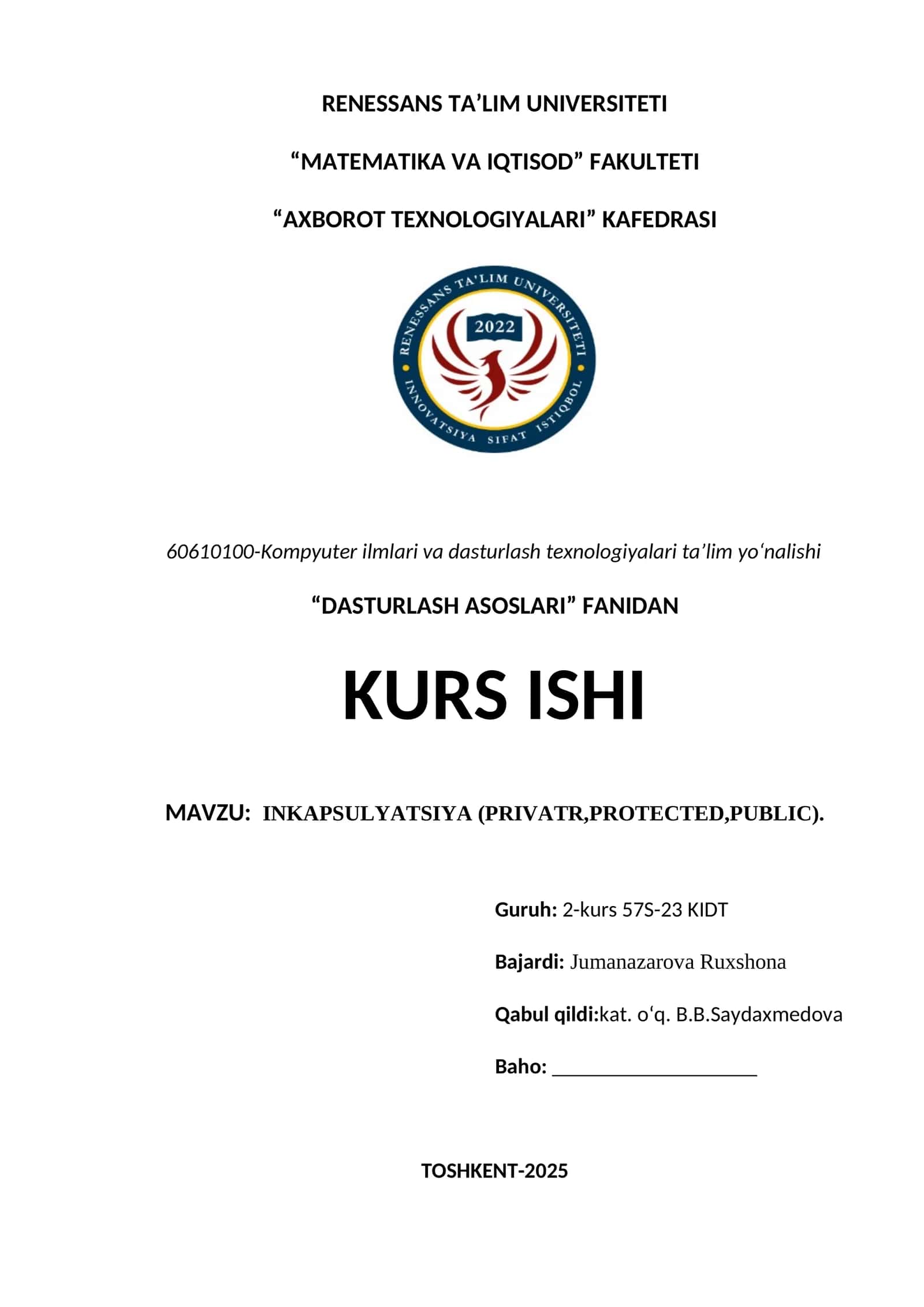 INKAPSULYATSIYA (PRIVATR,PROTECTED,PUBLIC) 1