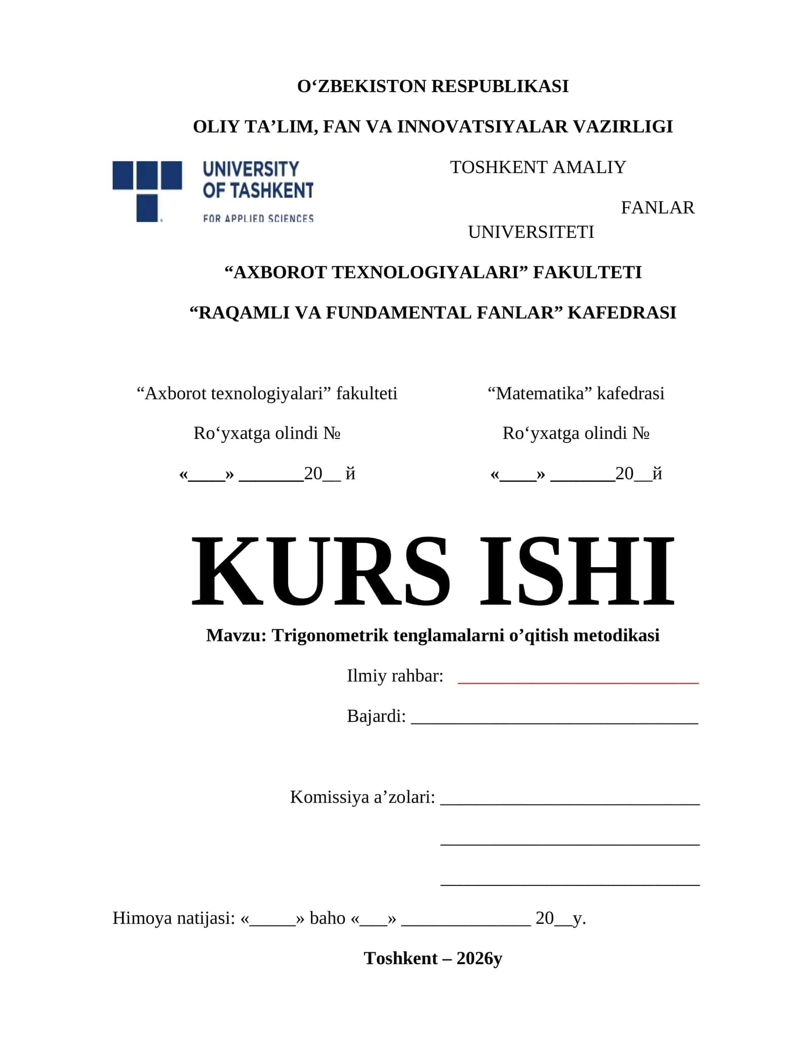 Trigonometrik tenglamalarni o’qitish metodikasi 1