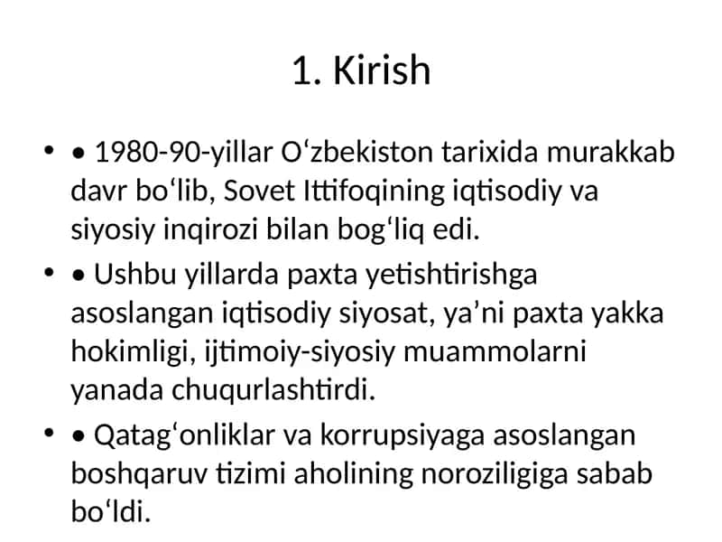Paxta yakka hokimligi siyosati 1