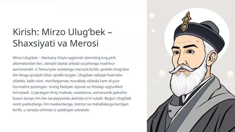 Mirzo Ulug‘bek – Shaxsiyati va Merosi 1
