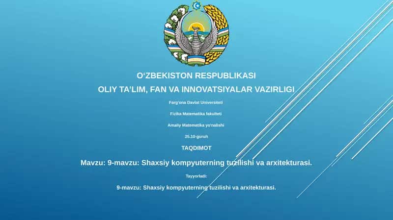 Shaxsiy kompyuterning tuzilishi va arxitekturasi 1