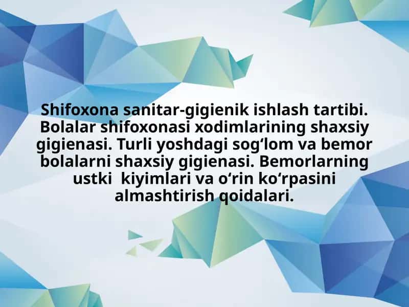 Shifoxona sanitar-gigienik ishlash tartibi 1
